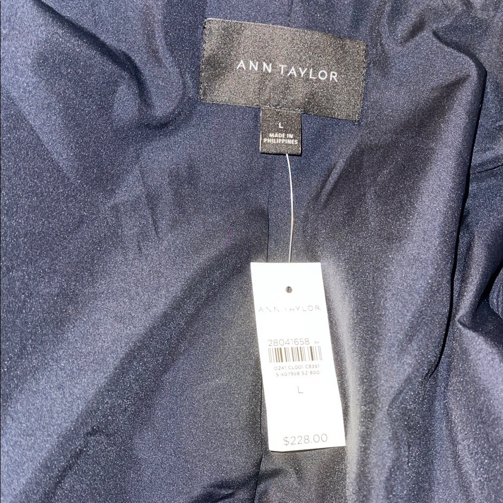 Ann Taylor Navy Plaid Trench Coat - Picture 9 of 12